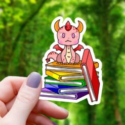 PRIDE DRAGON ON BOOKS STICKER